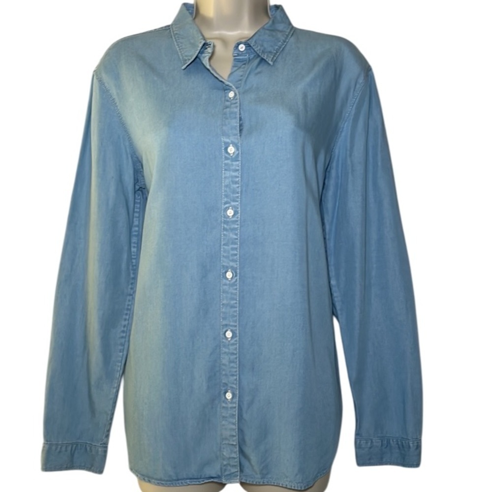 AYR The Clean Shirt Button Down Chambray Blue Size XL